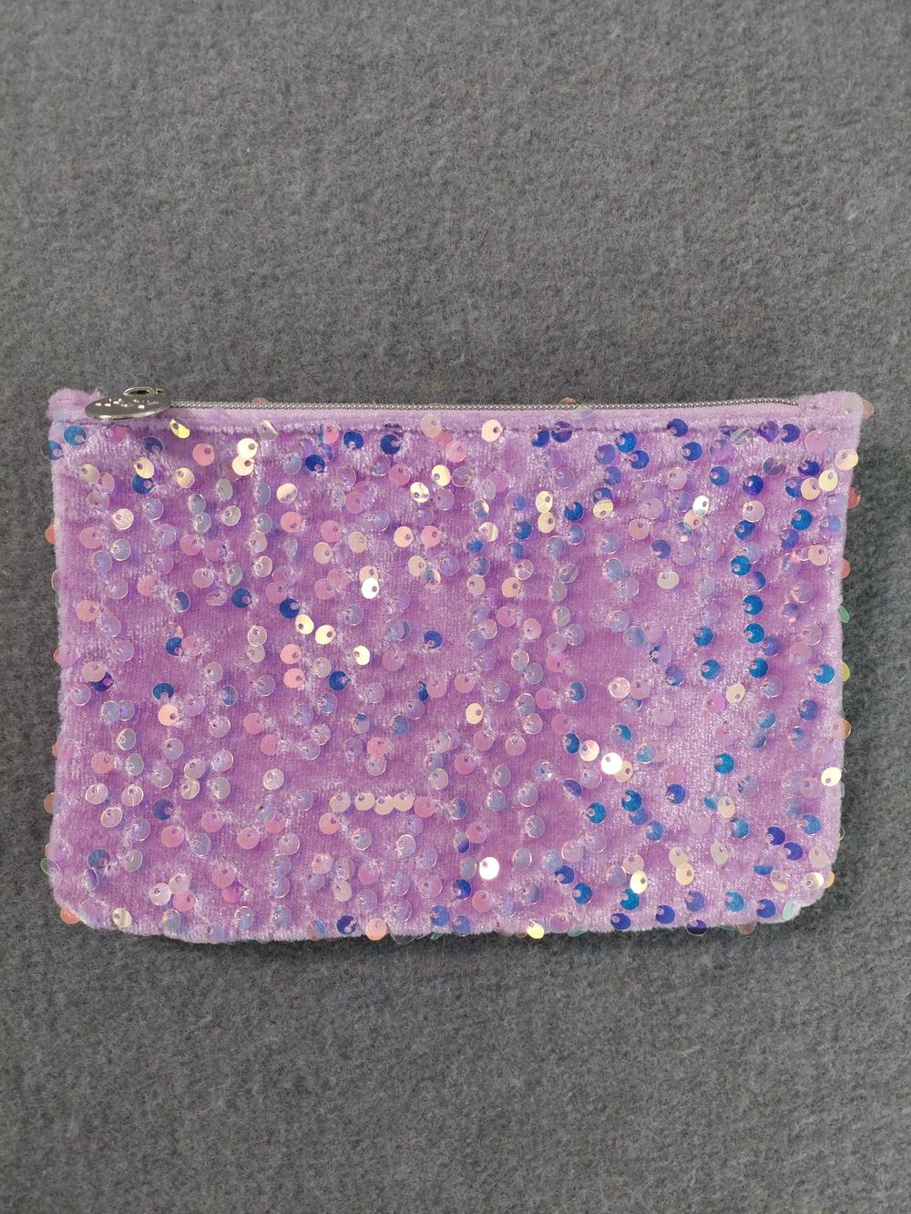 Ipsy Iridescent Purple Sequin Velvet Glam Bag Makeup Cosmetic Pouch